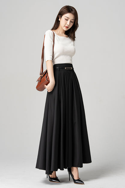 Black Long Swing Maxi Skirt 4189