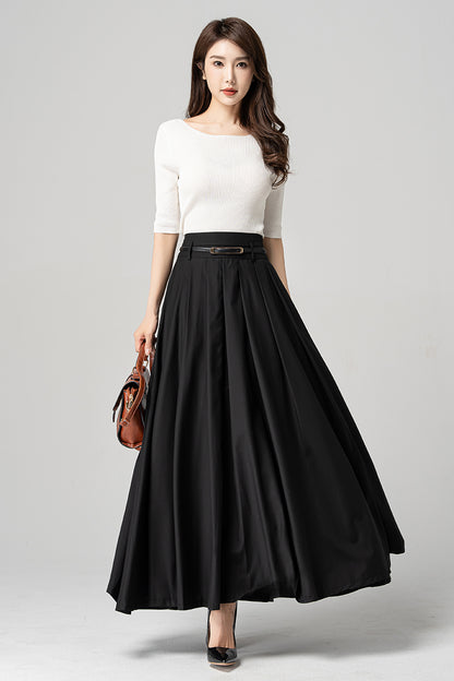 Black Long Swing Maxi Skirt 4189