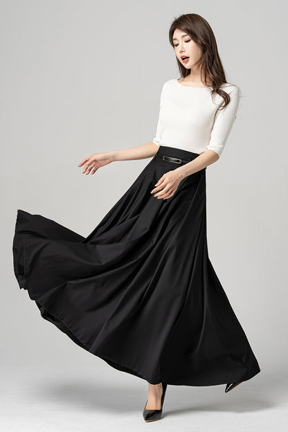 Black Long Swing Maxi Skirt 4189