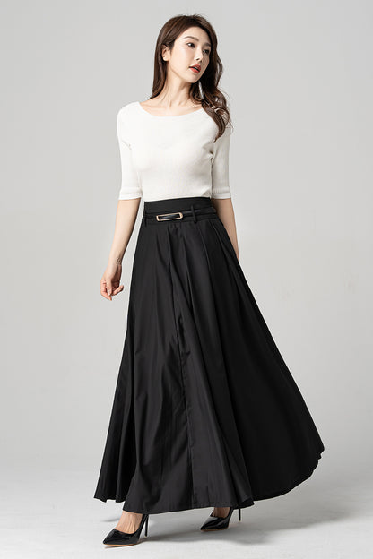 Black Long Swing Maxi Skirt 4189