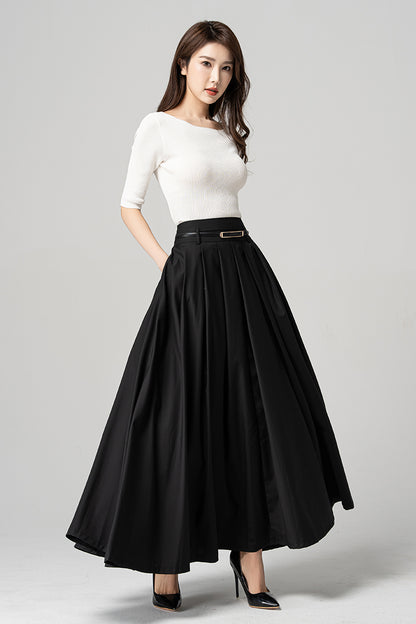 Black Long Swing Maxi Skirt 4189
