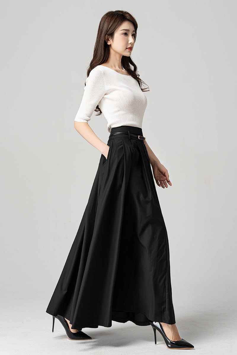 Black Long Swing Maxi Skirt 4189
