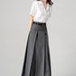Women Long Gray Pleated Skirt 4193