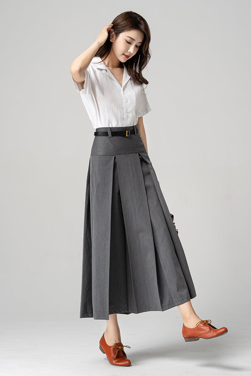 Womens grey clearance pleated skirt