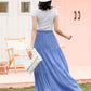 Blue Maxi Linen Skirt 271702#
