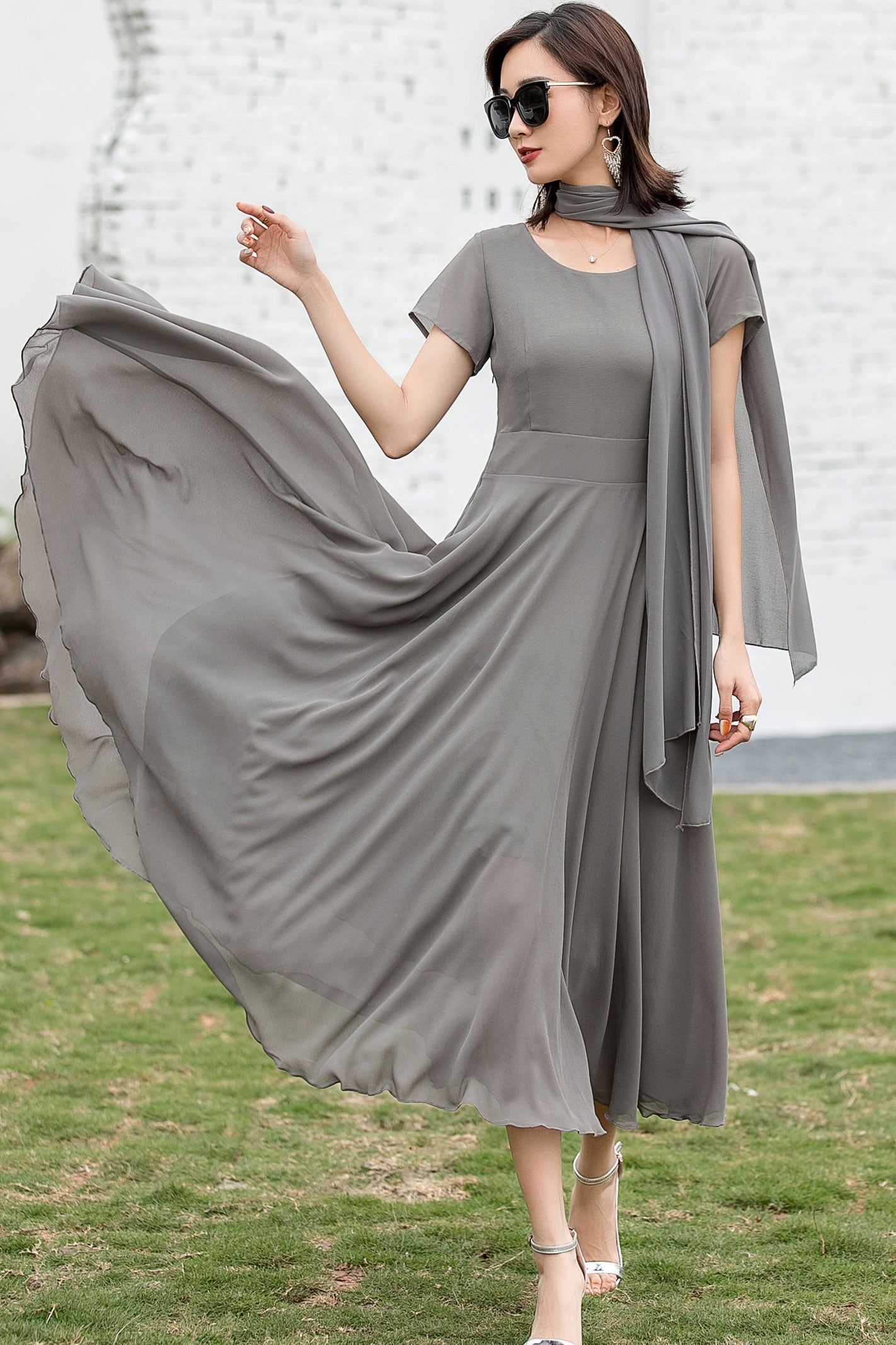grey chiffon dress short Jenny Yoo | Dresses | Jenny Yoo Collection Wren Grey Chiffon Short Dress