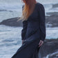 Vintage inspired Charcoal grey Medieval maxi dress 2871
