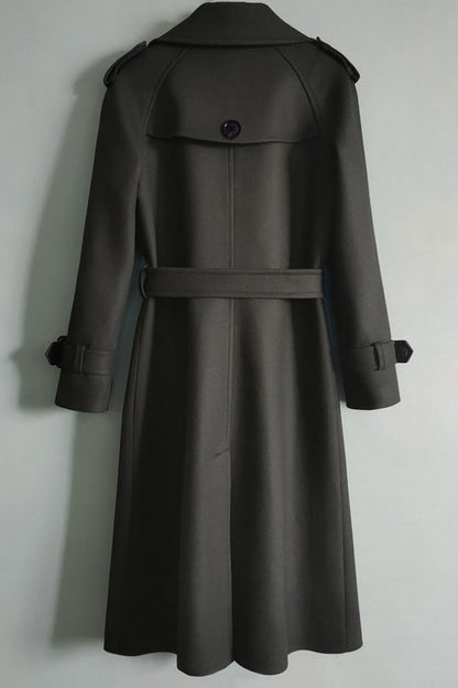 Camel Wool Coat - Double Breasted Belted Straight Silhouette 2840