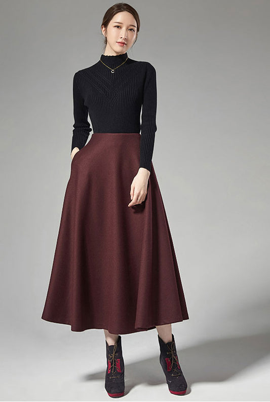 pleated elegant women a-line skirt J108