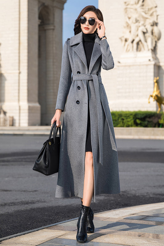 Women Long Handmade Wool Coat 3980