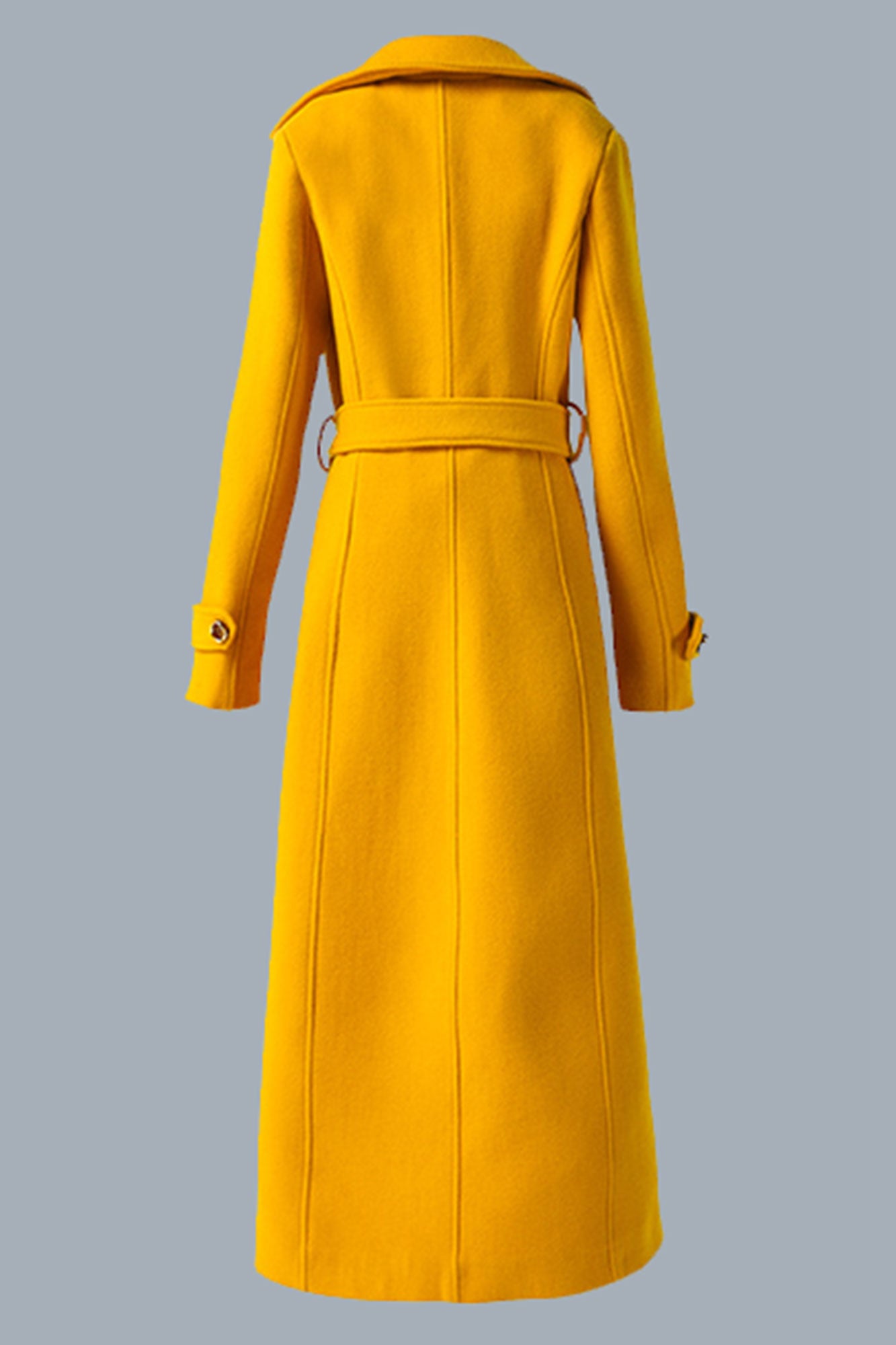 Handmade Yellow Wool Coat – Double-Breasted Maxi