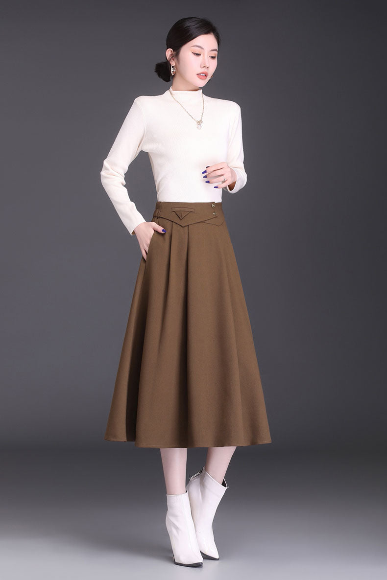 A-Line High Waist Pleated Skirt 4100