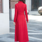 stand collar vintage red midi wool coat 2960