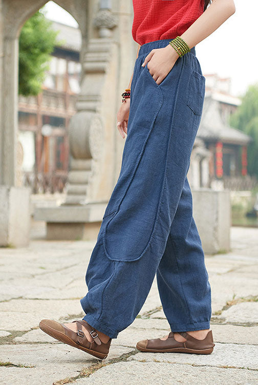 Women's long loose linen pants suitable spring and autumn J098 – XiaoLizi