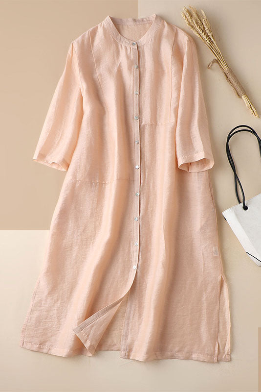 blush beige dress Mac Duggal Petite Boucle Short Sleeve A Line Midi Dress