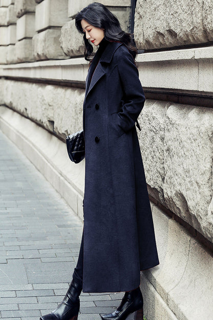 Retro Navy blue wool coat  3191