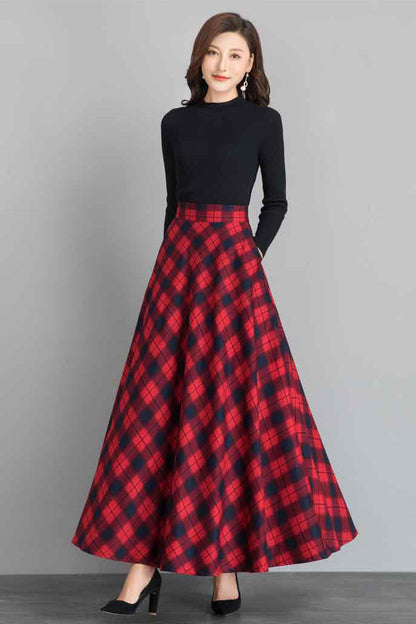 Spring Autumn Cotton Plaid Skirt 4105
