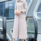 Light Pink Wool Coat – Handmade Long Slim Fit Winter Overcoat for Women 3977