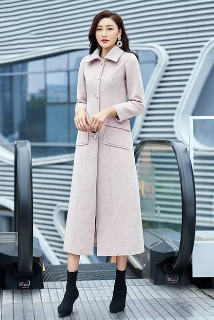 Women Simple Slim Fit Wool Coat 3977