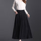 Women's High Waistband Causal Pleated Linen Skirt 281901
