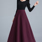Women A-Line Pure Color Long Skirt 4090
