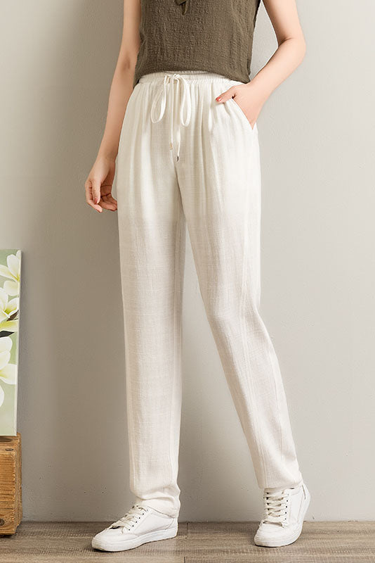 Cotton Linen Casual Wide Leg Women Pants 3517
