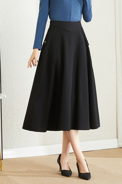 Emerald Green Cotton Blend A-Line Maxi Skirt - High Waist, Flowing Silhouette 40