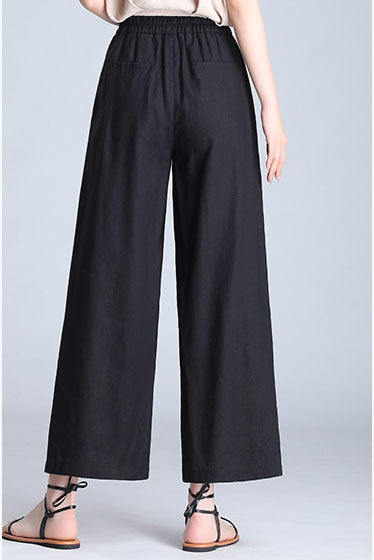 Fashion Casual Women Linen Wide Leg Pants 3526