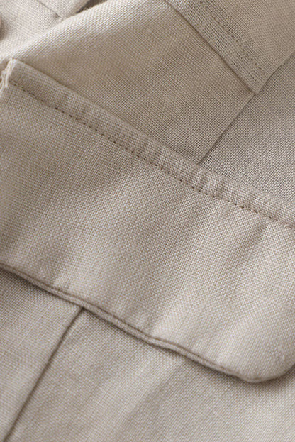 Beige Linen Sleeveless Vest - Casual Loose Fit 3599