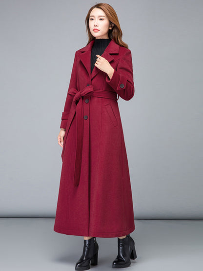 Brown winter fall Long coat with belt 2475