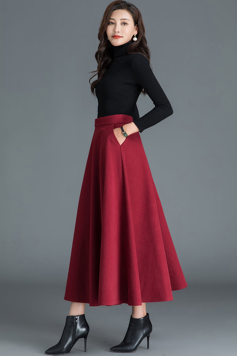 Ladies long wool clearance skirt