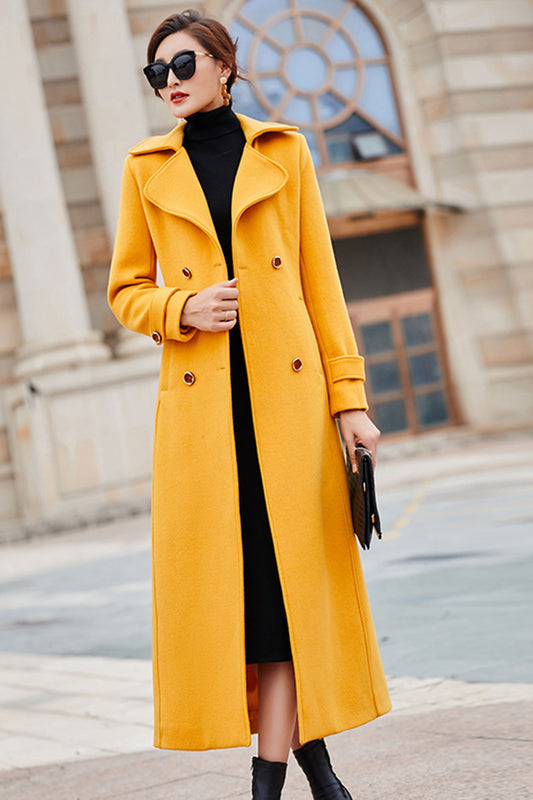 Women's Inspired Vintage yellow wool coat  3192