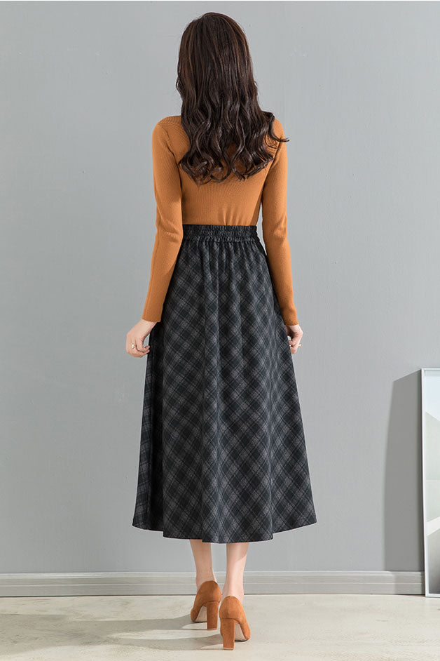 plaid button front skirt, high waisted skirt 2195# – XiaoLizi