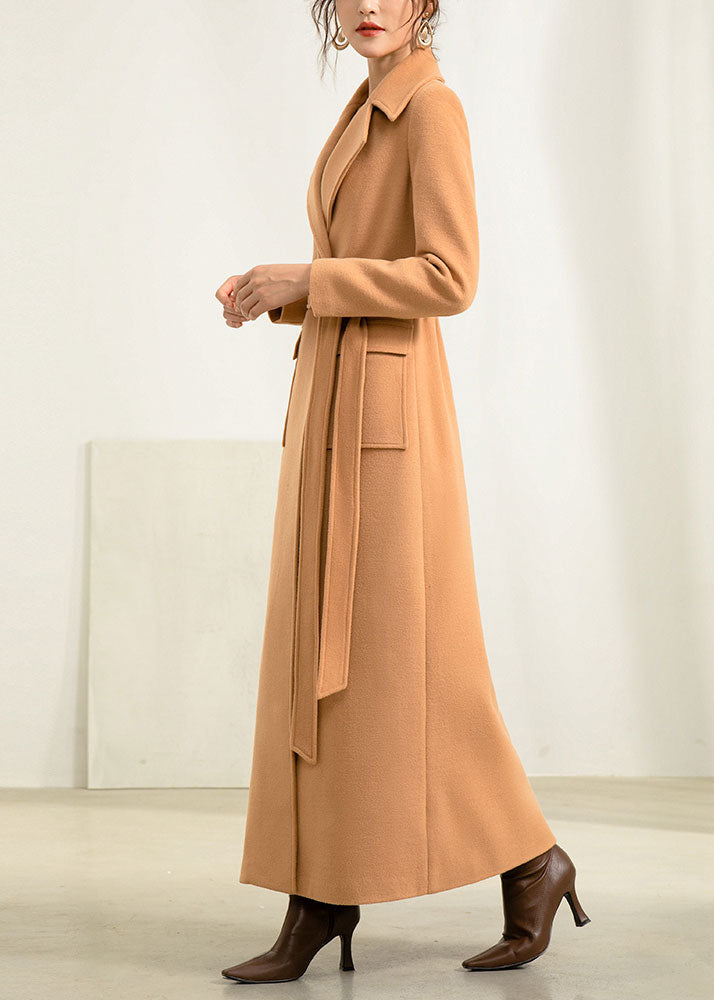 women's winter maxi wool coat with belt 2959