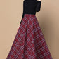 Red Plaid Women Swing Wool Skirt 3796