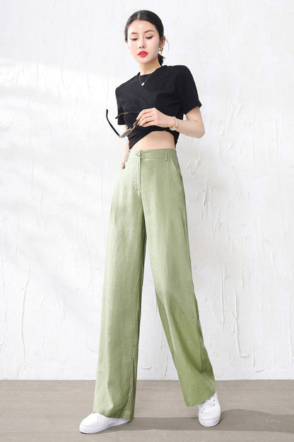 New Casual Cotton Linen Wide Leg Loose Pants 3522