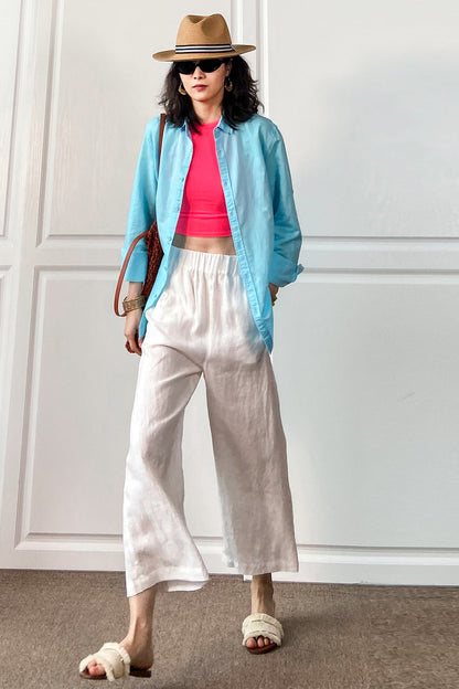 Women Cotton Linen Loose Wide Leg Pants 3496