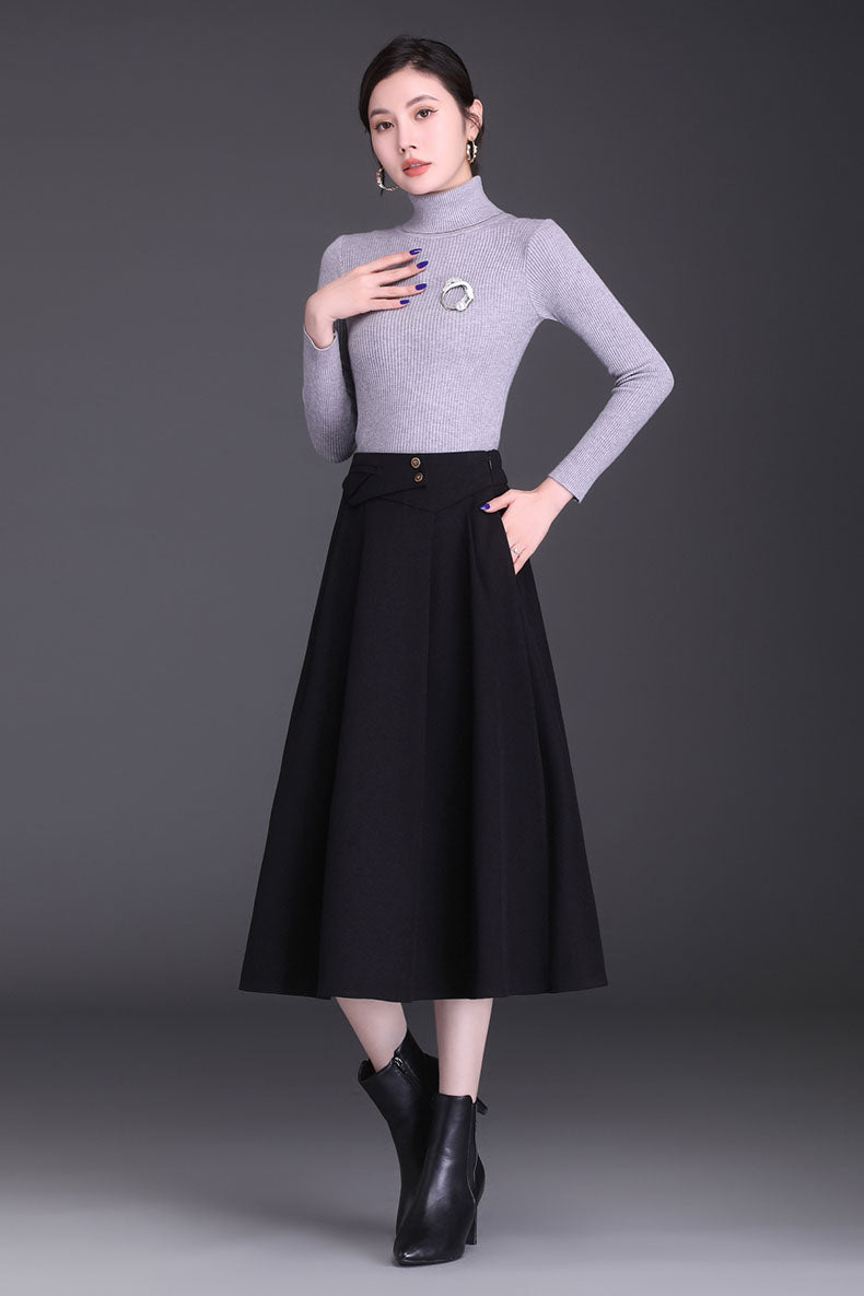 A-Line High Waist Pleated Skirt 4100