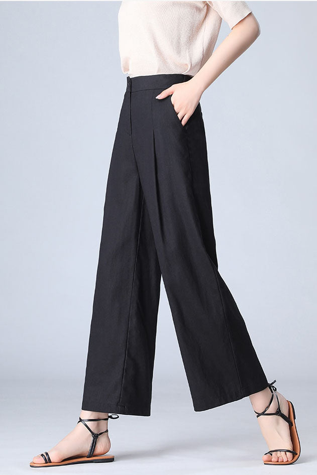 Fashion Casual Women Linen Wide Leg Pants 3526