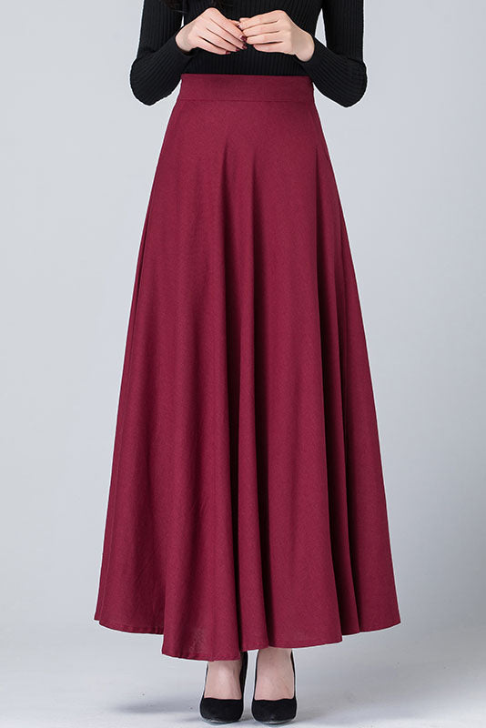 High Waist A-Line Linen Skirt 4114