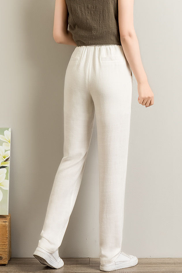 Cotton Linen Casual Wide Leg Women Pants 3517