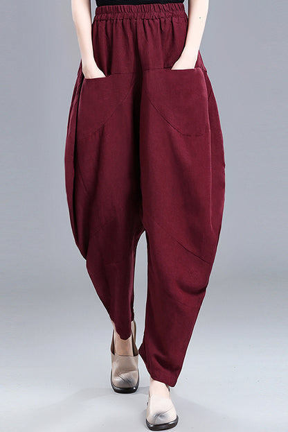 New Vintage Inspired High Waist Casual Linen Pants 3666