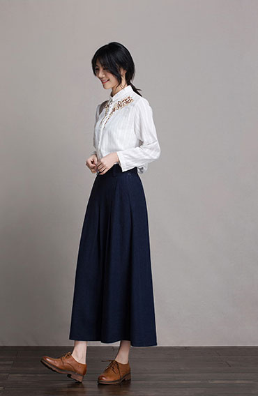 Lower back tightness linen spring  skirt  J084-11