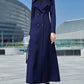 Navy Blue Double Breasted Wool Coat 3979