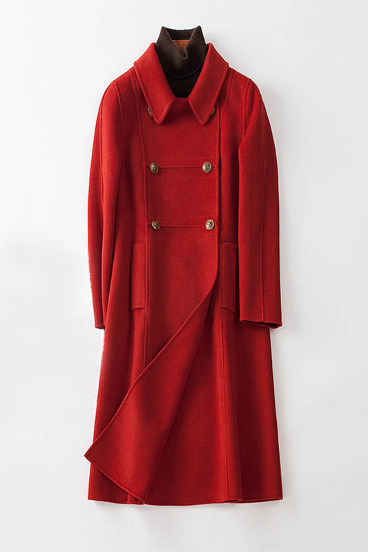 Simple Women Wool Autumn Winter Long Coat 3747