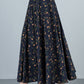 High Waist Floral Cotton Linen Skirt 4109