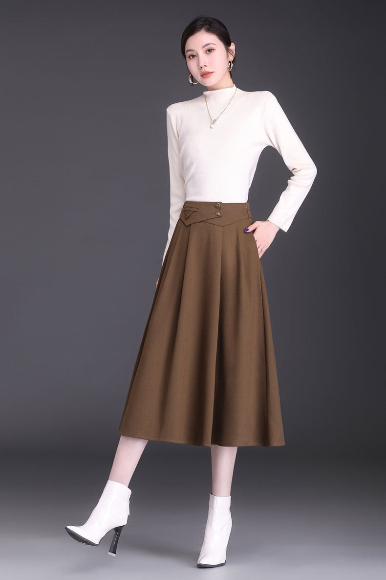 A-Line High Waist Pleated Skirt 4100