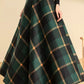 Casual Green Plaid Wool Skirt 3949