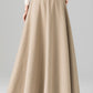 Khaki Plaid Maxi Wool Skirt 3946