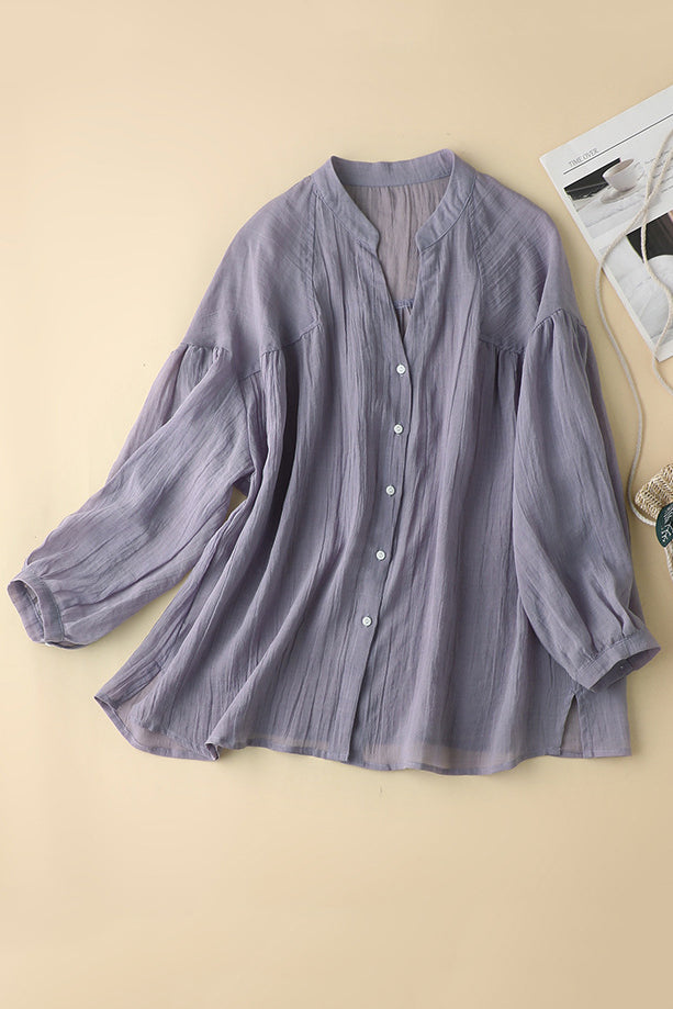 New Linen Women Shirt Spring Summer Thin Tops 3647